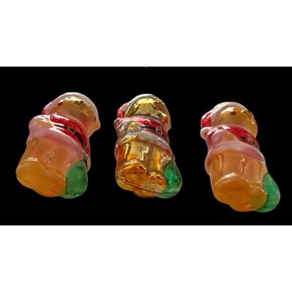 Christmas Ornament Glass 3 Teddy Bears Santa 3 1/2" Tall Vintage Holiday - Picture 5 of 5